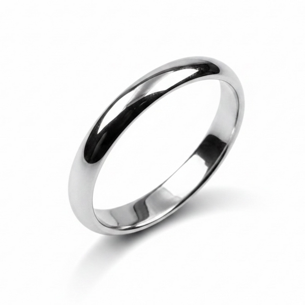 Plain Half Moon 4mm Sterling Silver Band