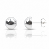 Ball Stud Half 8mm Sterling Silver Earrings