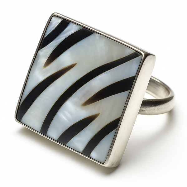 Zebra Shell .925 Sterling Silver Ring
