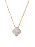 Gold Plated 925 Sterling Silver Cubic Zirconia Clover Necklace