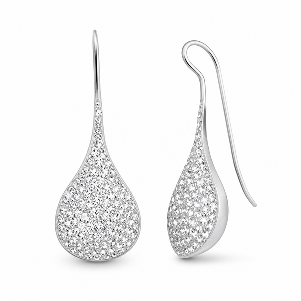 Teardrop Crystal Sterling Silver Drop Earrings