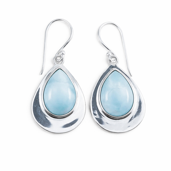 Larimar Sterling Silver Drop Earrings