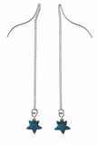 Turquoise Star Chain Sterling Silver Earring