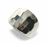 Hammered 17mm Sloped Sterling Silver Ring