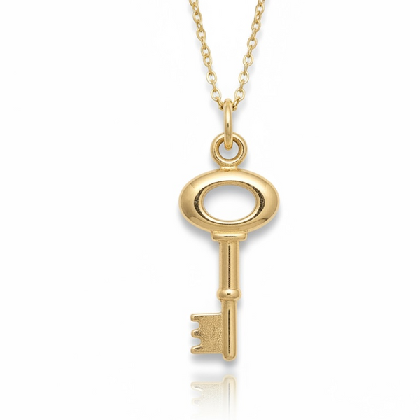 Gold Plated Key Sterling Silver Necklace 18”