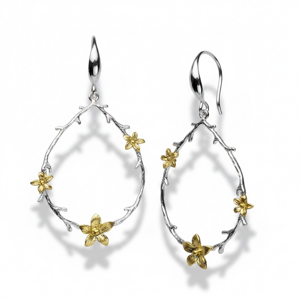 Teardrop Flower Earrings | 18K Gold Plated Sterling Silver