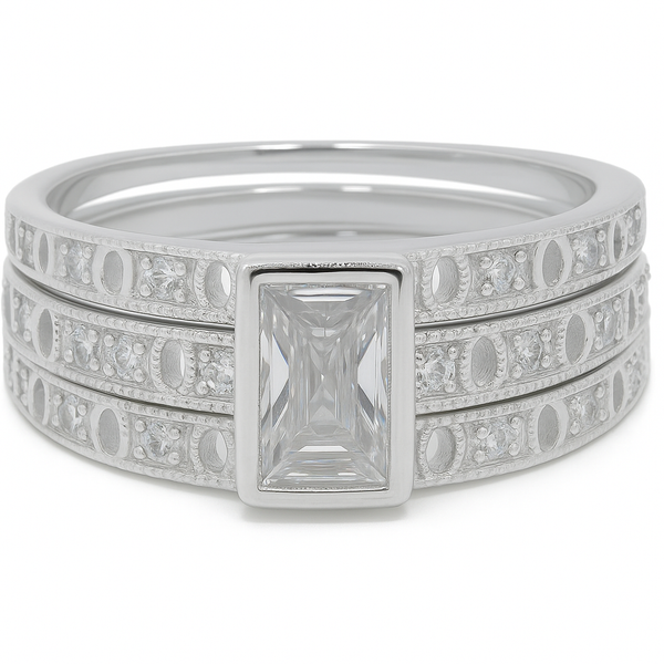 Cubic Zirconia Stacking 925 Sterling Silver Ring