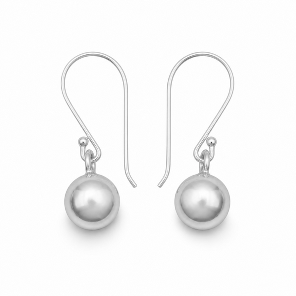 Ball Drop 6mm Sterling Silver Earrings