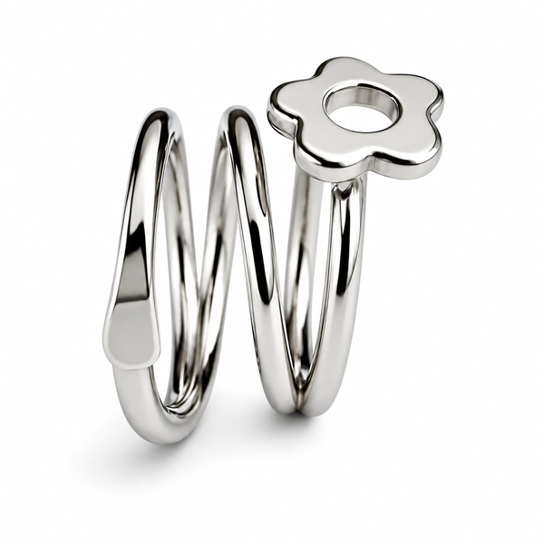 Wired Triple Daisy Sterling Silver Ring