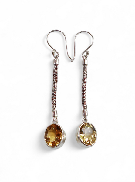 Citrine Balinese Drop Sterling Silver Earrings