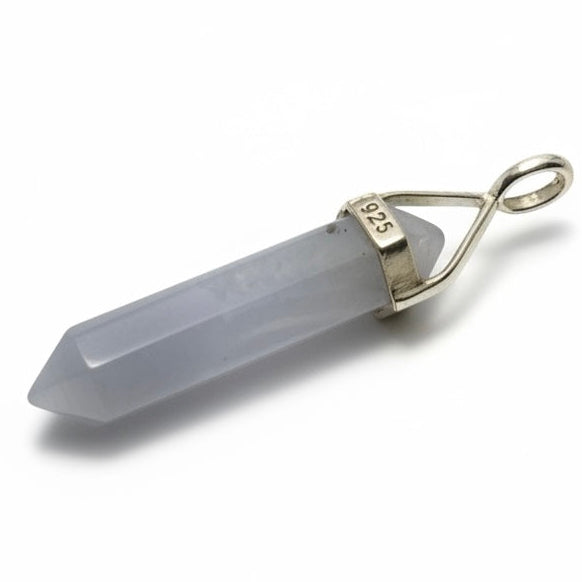 Crystal Blue Lace Double Terminated Sterling Silver Pendant