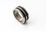 Oxidised Double Lined Sterling Silver Matte Band