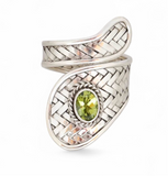 Peridot Weaved Sterling Silver Ring