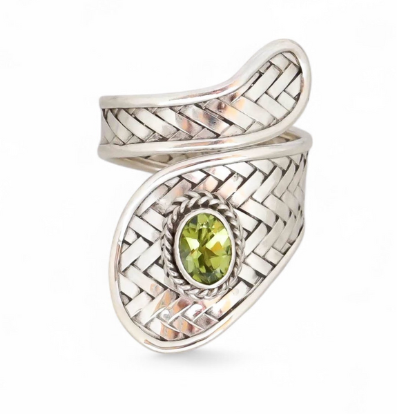 Peridot Weaved Sterling Silver Ring