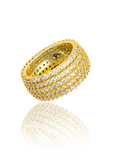 Rhodium Thick Micro Pave CZ Stones Ring Band (D14)