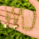 Lock Necklace, 18K Gold Plated Steel