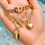 Heart Necklace, 18K Gold Plated Steel