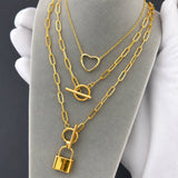 Lock Necklace, 18K Gold Plated Steel