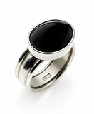Onyx Dual Band Sterling Silver Ring