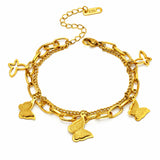 Butterflies Bracelet, 18K Gold Plated Steel