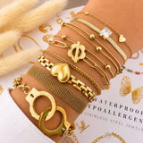 Bracelet, 18K Gold Plated Steel