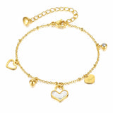 Hearts Bracelet, 18K Gold Plated Steel
