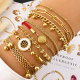 Bracelet, 18K Gold Plated Steel