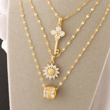 Flower Necklace, 18K Gold Plated Steel