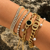 Bracelet, 18K Gold Plated Steel