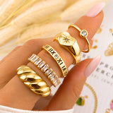Croissant Ring, 18K Gold Plated Steel