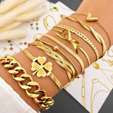 Bracelet, 18K Gold Plated Steel