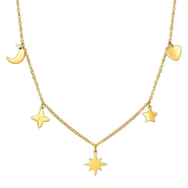 Star Necklace, 18K Gold Plated Steel