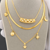 Star Necklace, 18K Gold Plated Steel