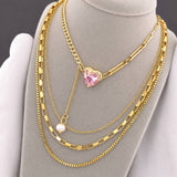 Necklace, 18K Gold Plated Steel