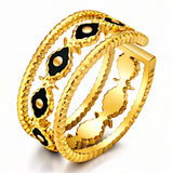 Evil Eyes Ring, 18K Gold Plated Steel