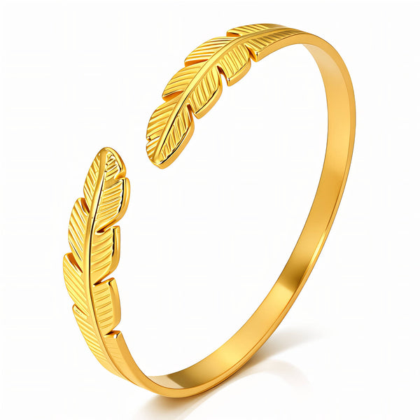 Leaves Bracelet, 18K Gold Plated Steel