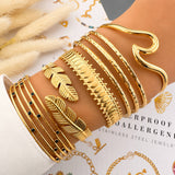 Leaves Bracelet, 18K Gold Plated Steel
