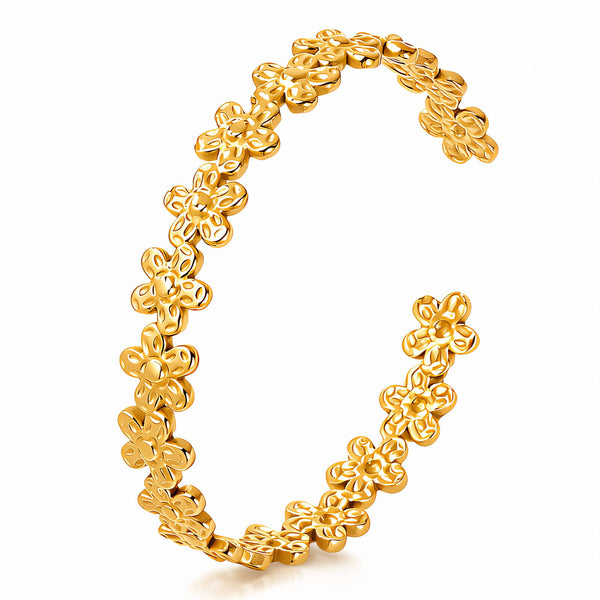 Flowers Bracelet, 18K Gold Plated Steel