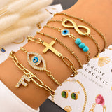 Evil Eye Bracelet, 18K Gold Plated Steel