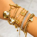 Hearts Bracelet, 18K Gold Plated Steel