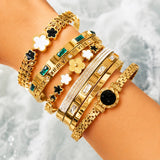 Flower Meadow Bracelet, 18K Gold Plated Steel