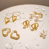 Hearts Earrings, 18K Gold Plated Steel