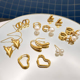 Hearts Earrings, 18K Gold Plated Steel