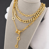 Necklace, 18K Gold Plated Steel