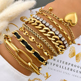 Bracelet, 18K Gold Plated Steel
