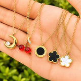Flower Necklace, 18K Gold Plated Steel