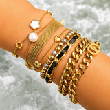Bracelet, 18K Gold Plated Steel