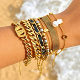 Bracelet, 18K Gold Plated Steel