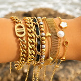 Bracelet, 18K Gold Plated Steel