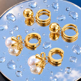 Earrings, 18K Gold Plated Steel